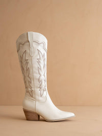 The Ainsley White | Embroidered Cowboy Western Boot: White / 7