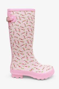 GARDEN LANE - PINK Chic Floral Rubber Rain Boots